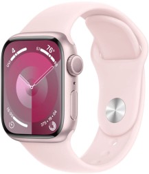 Apple Watch Series 9, 41 мм спортивный ремешок (нежно-розовый), размер M/L