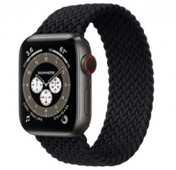 Плетёный монобраслет для Apple Watch Series 6 (черный) 44 мм