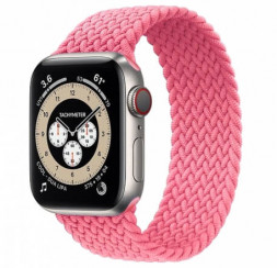 Плетёный монобраслет для Apple Watch Series 6 (розовый) 44 мм